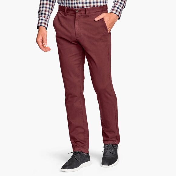 Johnston & Murphy Maroon Washed Straight Leg Chino - Picture 1 of 2